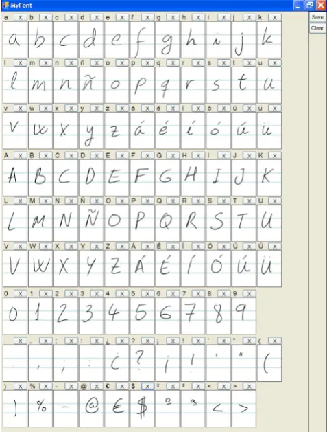 Figure 1: Some samples from UJIpenchars, one for each writer