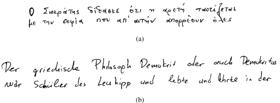 Figure 2.8: Samples of handwritten text from the ICDAR2011 dataset written by different writers.