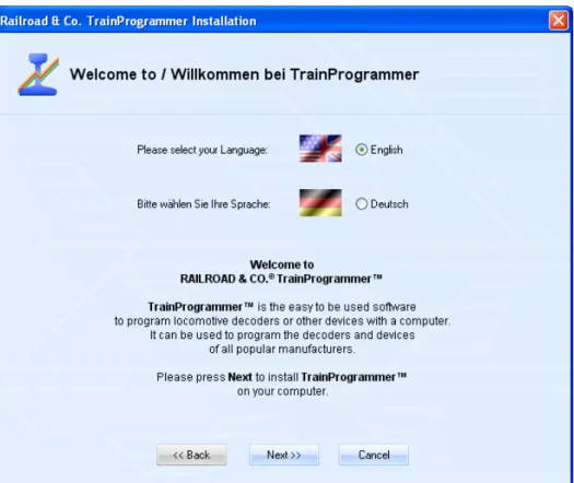Diagram 1: TrainProgrammer™ Setup Screen 