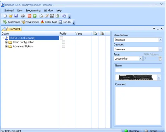 Diagram 5: TrainProgrammer™ initial screen 