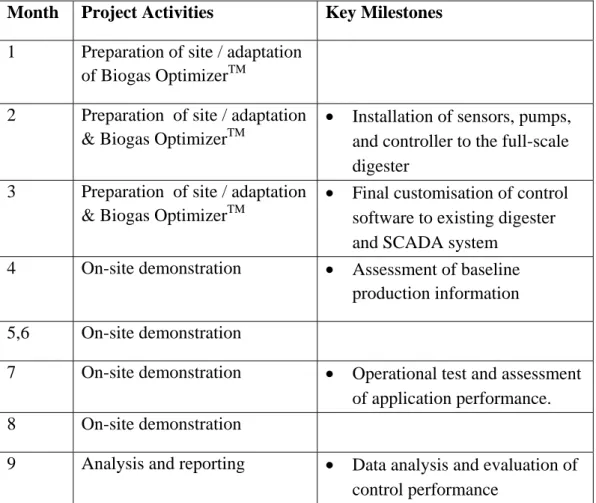 Table 1.1. Time Plan for Demonstration Project 