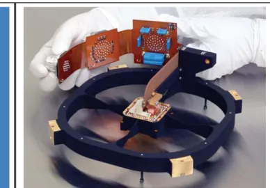 Figure 7: solid model of VIRUS-P camera, showing  the mirror mount and adjuster at the lower part of the  assembly, invar spacing, rods, and the detector  assembly
