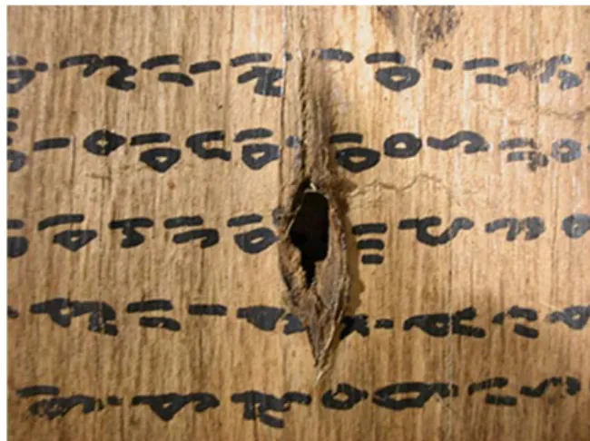 Fig. 3 Ancient manuscript of Batak Toba Alphabet written on wood (source: 
