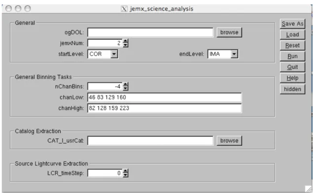 Figure 10: GUI for JEM-X science analysis.