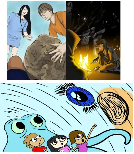Figure 3. Illustrations from Three of the Graded Readers. 