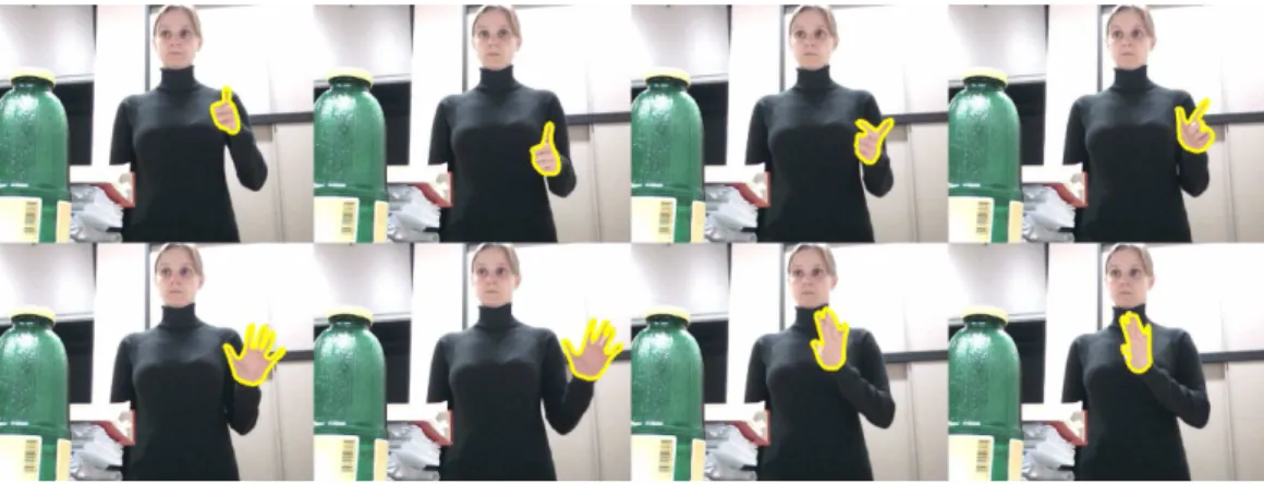 Figure 2.13: Examples of hand segmentation results from [DB08]