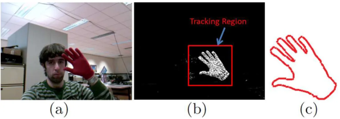 Figure 3.10: Feature Extraction from Image (a)Original Image (b)Back Pro- Pro-jection Image (c)Extracted Contour