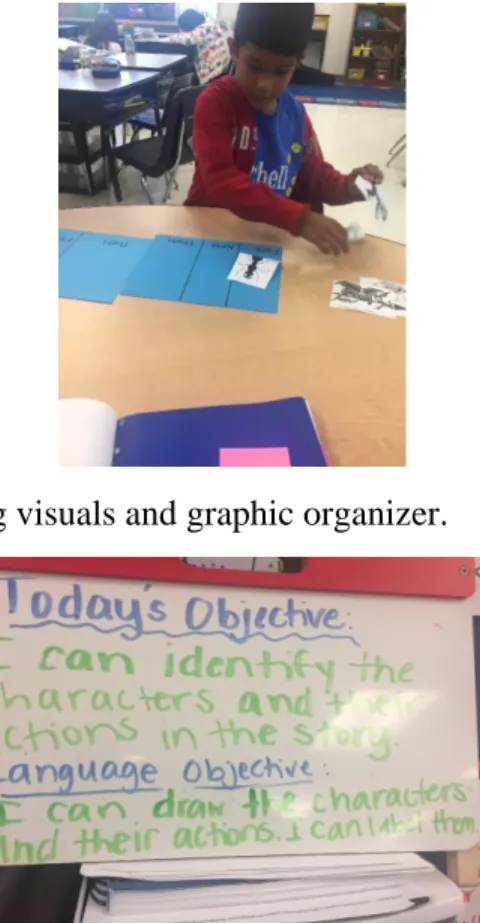 Figure 2. A student using visuals and graphic organizer. 