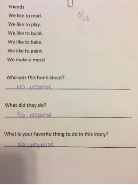 Figure 6: An example of baseline data and student work. 