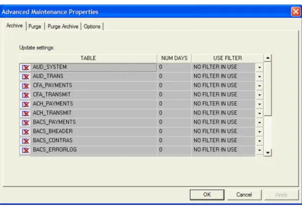 Figure 3.7: The Advanced Maintenance Properties dialog box