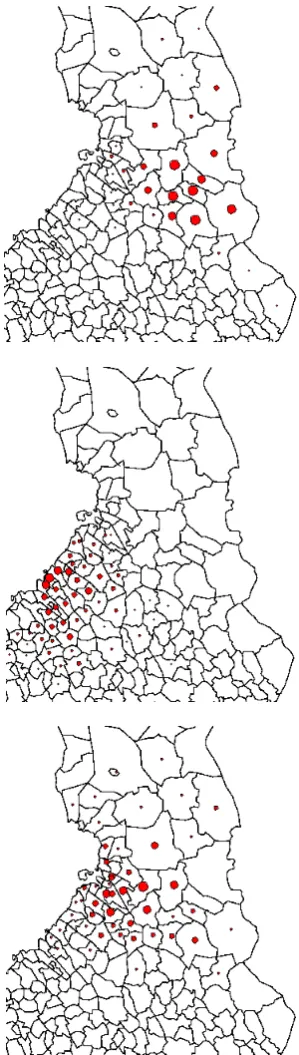 Figure 7: Summary of clustering the tight distributions,Central/North Finland.