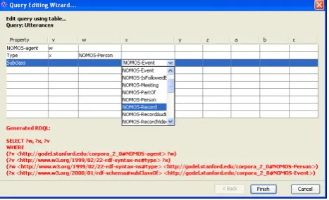 Figure 1: The NOMOS interface for editing queries.