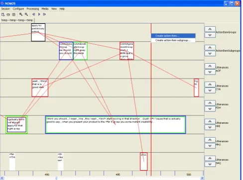 Figure 3: A topic segmentation and action-item annotation tool built with NOMOS.