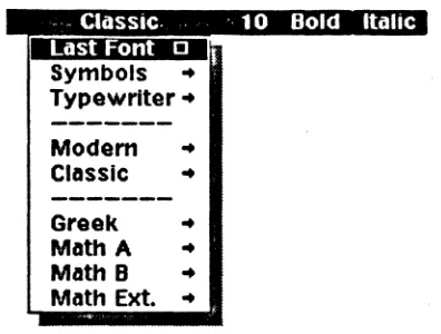 Figure 2-6. Font pulldown menu 