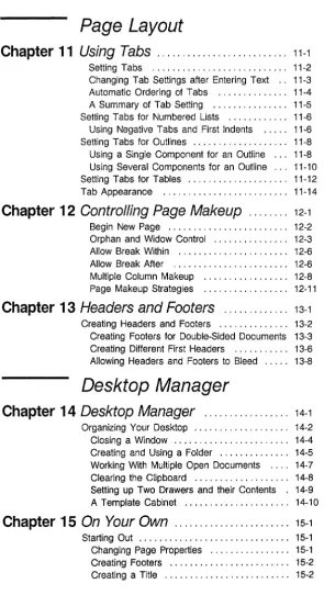 Table oj Contents 
