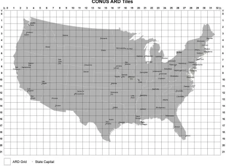 Figure 2 illustrates the ARD tile coordinates and Table 2 summarizes the ARD grid systems for 