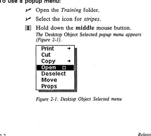 Figure 2-1. Desktop Object Selected menu 