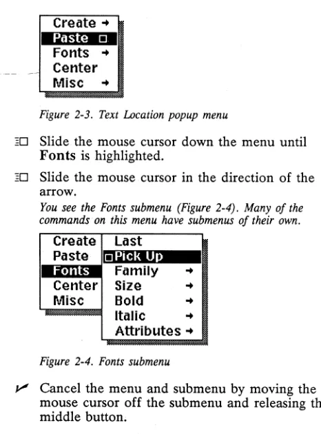 Figure 2-3. Text Location popup menu 