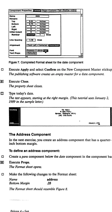 Figure 7. Completed Format sheet for the date component 