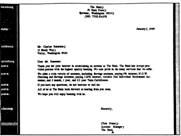 Figure 16. Completed text for the business letter 