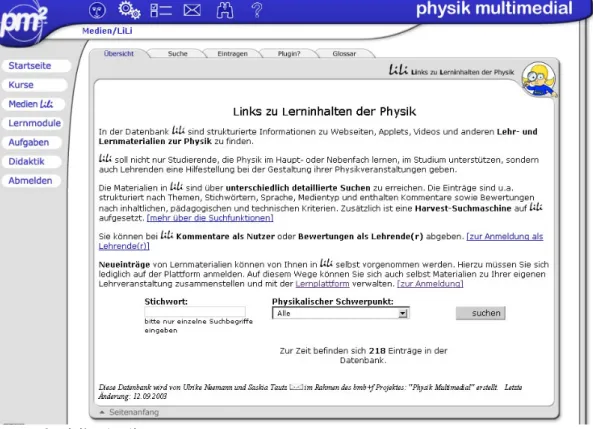 Figure 3: LiLi’s starting page. 