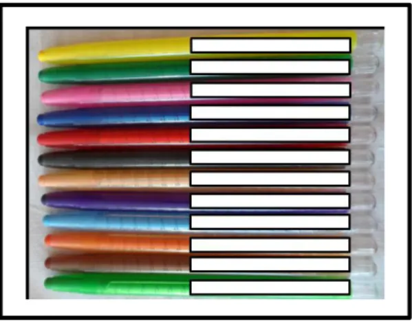 FIGURE 4.1 S HEET FOR NAMING THE COLOURS OF RETRACTABLE WAX CRAYONS