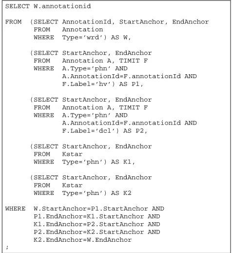 Figure 5: SQL query for query 1.