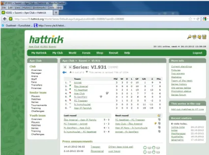 Figure 4.2: Hattrick user interface