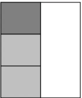 Fig. 5.6. The first picture shows Tom‘s model of  1 3 of 1 2 .  First,  1 2  of the diagram is shaded