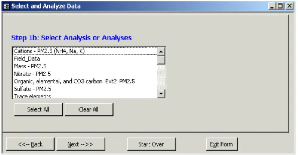 Figure 4-4. Select Analysis or Analyses form. 