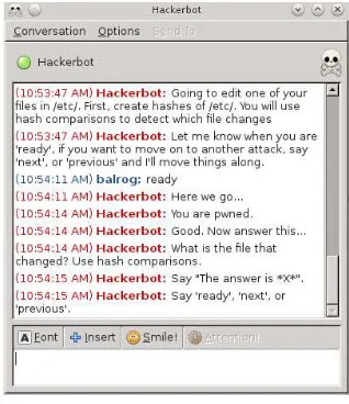 Figure 2: Hackerbot student interaction via Pidgin