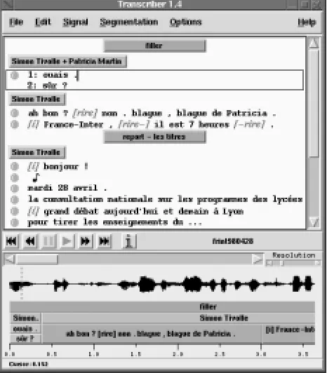Figure 1: Screenshot of Transcriber user-interface.