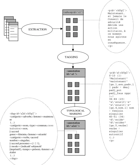 Figure 2 shows how transformations of the typologicalmarking are built on the tagging results, forming thus