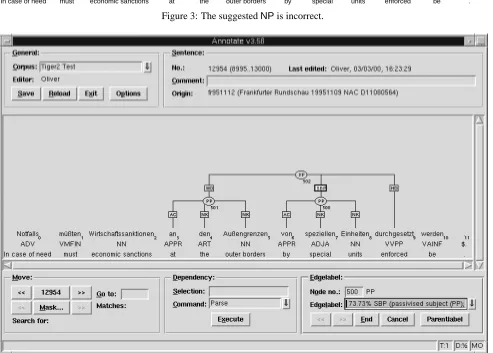 Figure 3: The suggested NP is incorrect.