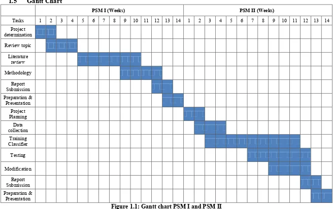 Figure 1.1: Gantt chart PSM I and PSM II 
