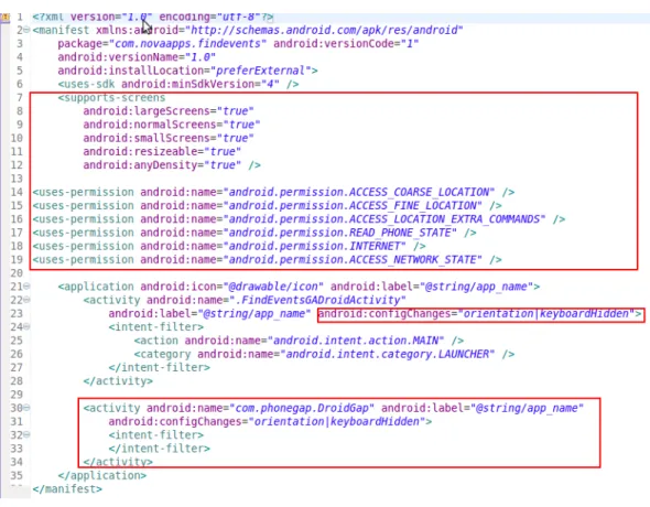 Figure 3: Sample AndroidManifest.xml file.