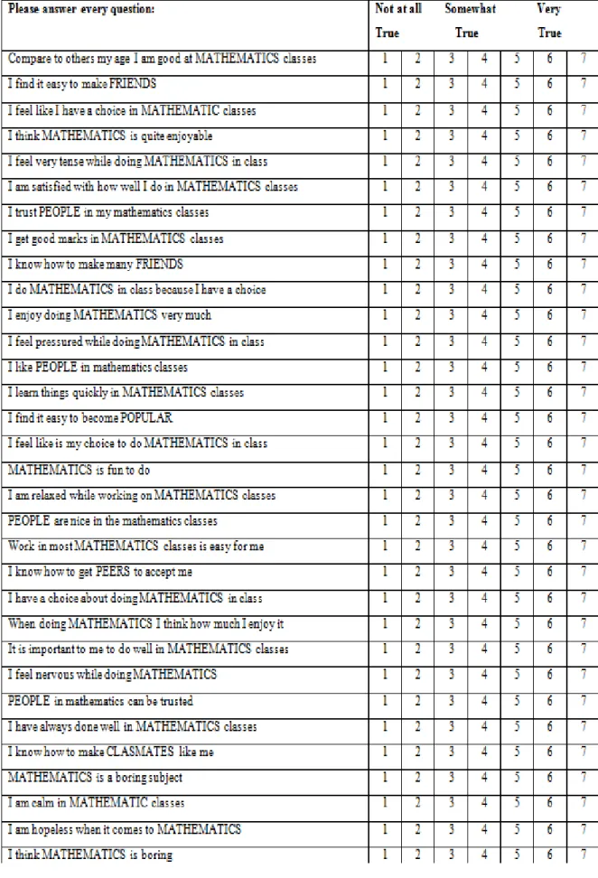 Figure 10. Attitude questionnaire for the trial schools 