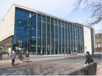 Fig. 1. The building’s heavily glazed front aspect faces +34 ◦ from due south.