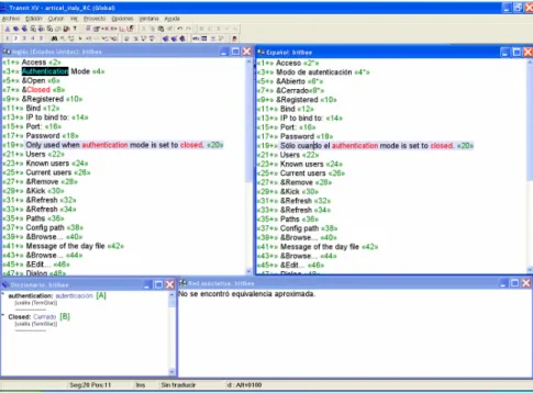 Figure 4. Translation of a resource file using Transit 
