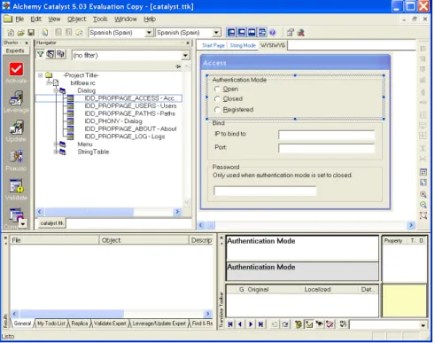 Figure 5. Localization of a resource file using Catalyst 