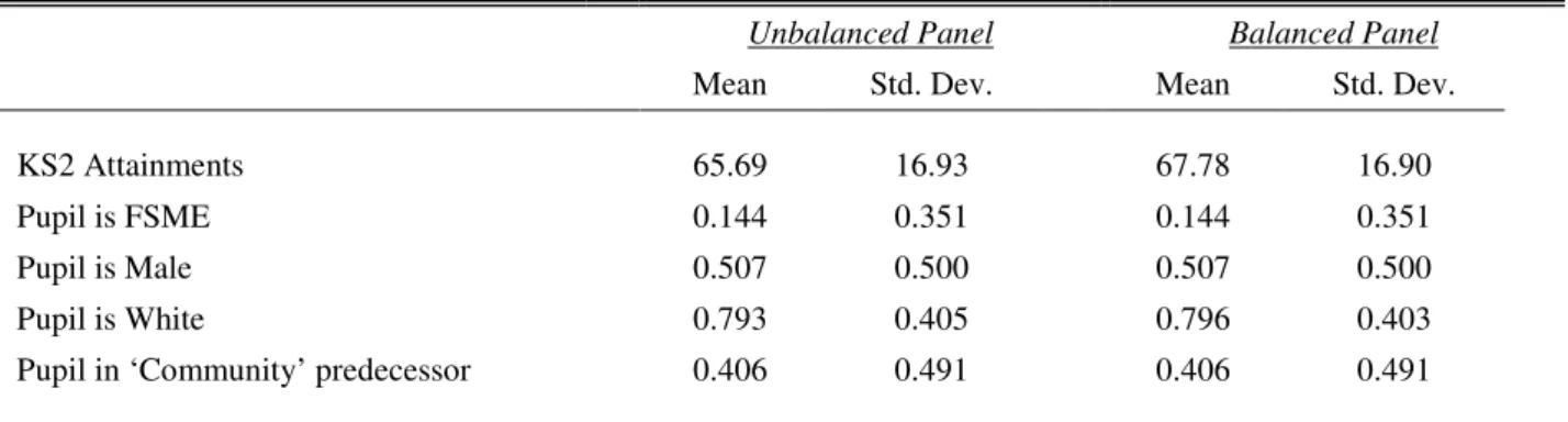 Table 2b: Descriptive Statistics – Pupil level data 