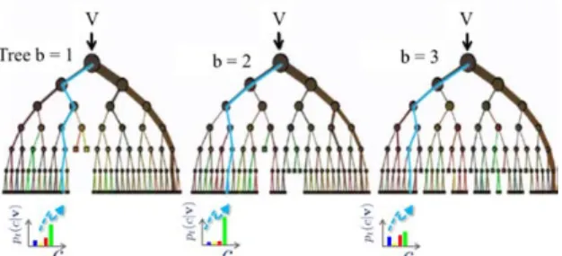 Fig. 3. Random Forest scheme containing three different trees  Assuming the following basic notations: 