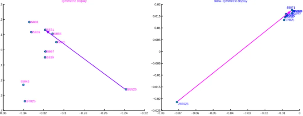 Fig. 2. a) representation of the symmetric component of confidence matrix;