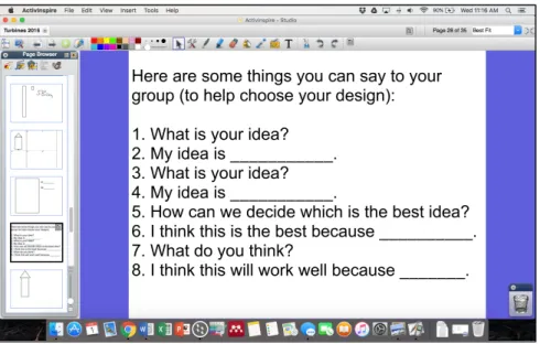 Figure 4.5. Sentence starters planned to scaffold student design conversations. 