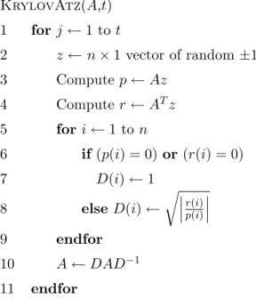 Figure 2.6: Pseudocode for the KrylovAtz Krylov-based balancing algorithm.