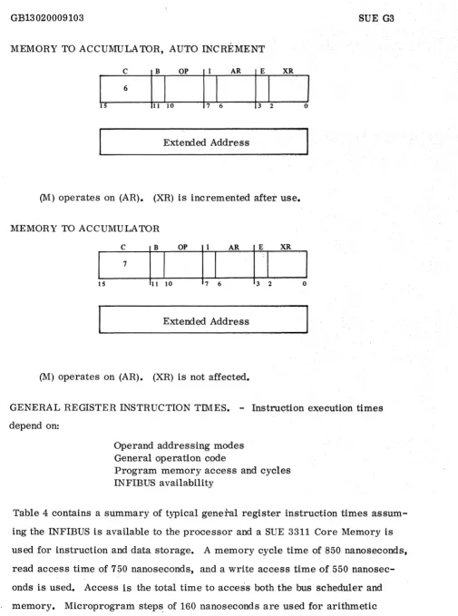 Table 4 contains a summary of typical general register instruction times assum-
