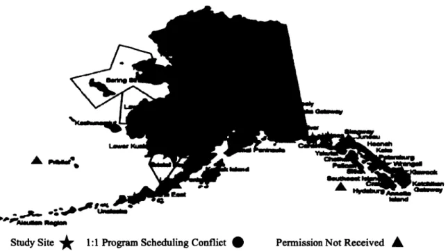 Figure 2.  Map of 1:1  districts in Alaska with  1:1  laptop programs.