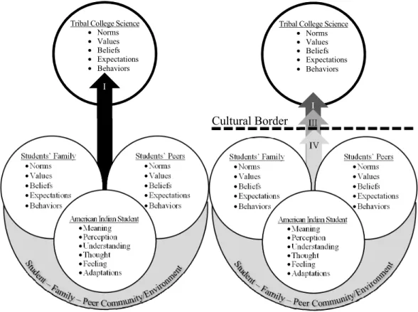 Figure 3. Conceptual model of American Indian student border crossings into tribal  college science curriculum (adapted from Phelan et al., 1999)