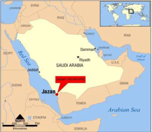 Figure  ‎ 2-1: Jazan University on the Map 