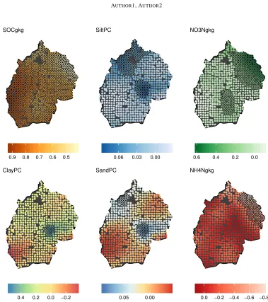 Figure 2: Spatial variation in coefﬁcient estimates from a standard GWR model of STN.Signiﬁcant t-values are indicated by the black shaded points.